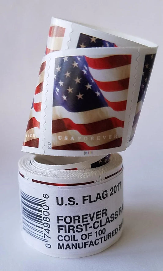 Flag Forever Stamps – 10 Rolls Coil (Self-Adhesive) – 1000 Stamps
