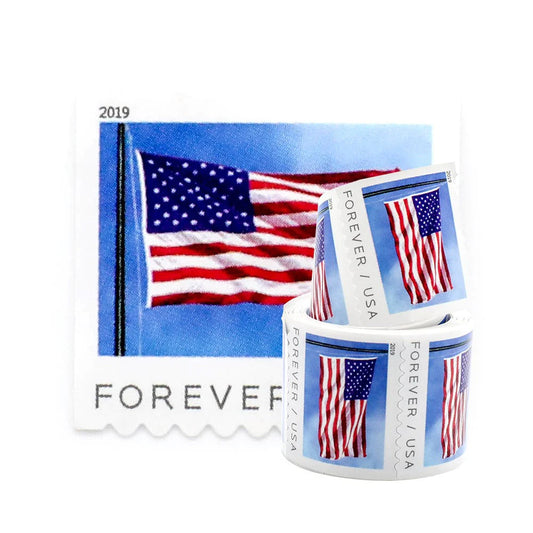 Flag Forever Stamps – 100 Rolls Coil (Self-Adhesive) – 10,000 Stamps