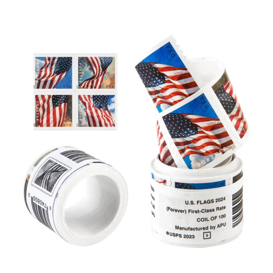 Flag Forever Stamps – 50 Rolls Coil (Self-Adhesive) – 5000 Stamps