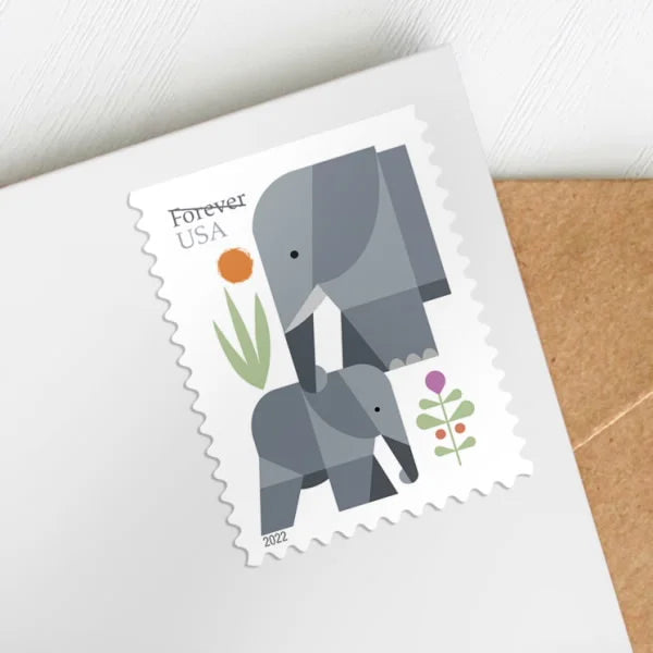 Forever Stamps 2022 Elephants – Nature Series, First-Class Postage