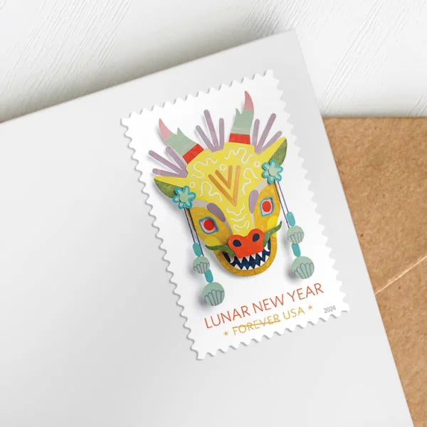 Forever Stamps 2024 Lunar New Year Dragon – Holiday Celebration, First-Class Postage