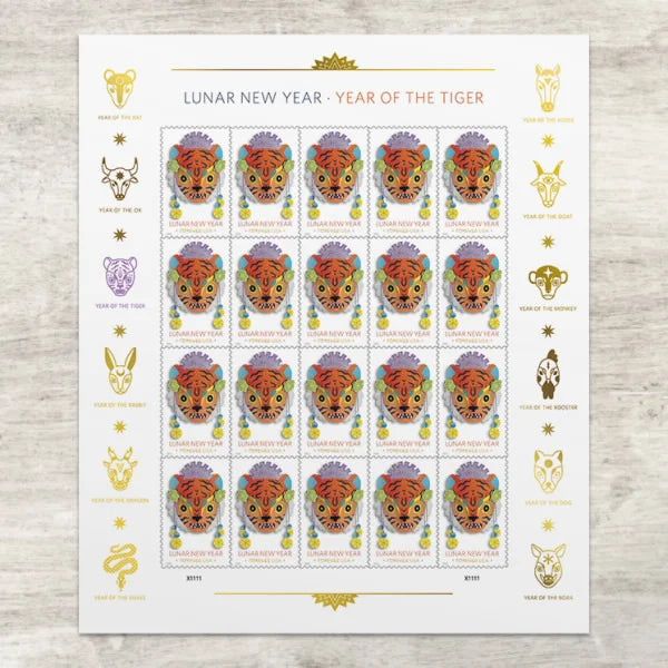 Forever Stamps 2022 Lunar New Year – Year of the Tiger, Holiday Celebration, First-Class Postage