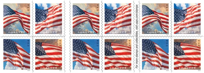 Forever Stamps 2024 U.S. Flags – Patriotic Symbol, First-Class Postage