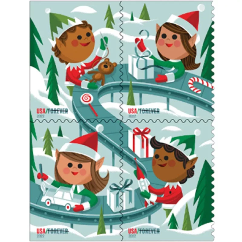 Forever Stamps 2022 Holiday Elves – Holiday Celebration, First-Class Postage