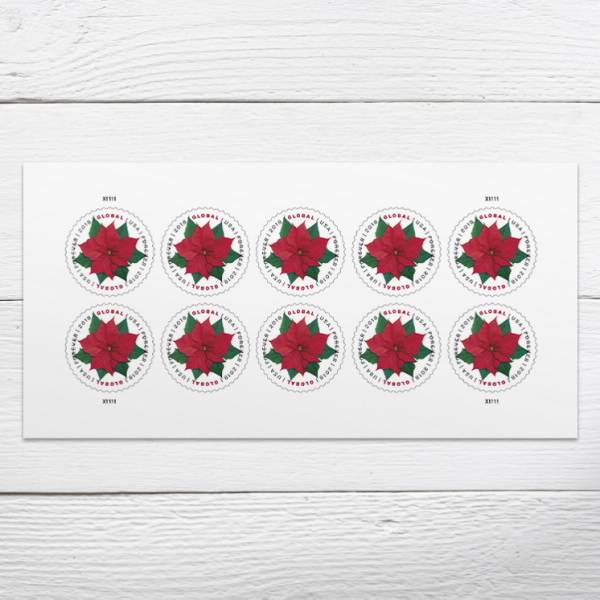 Global Forever Stamps 2018 Poinsettia – Holiday Celebration, International Rate
