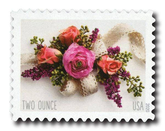 Two-Ounce Stamps 2020 Garden Corsage – Wedding Mail, First-Class Rate