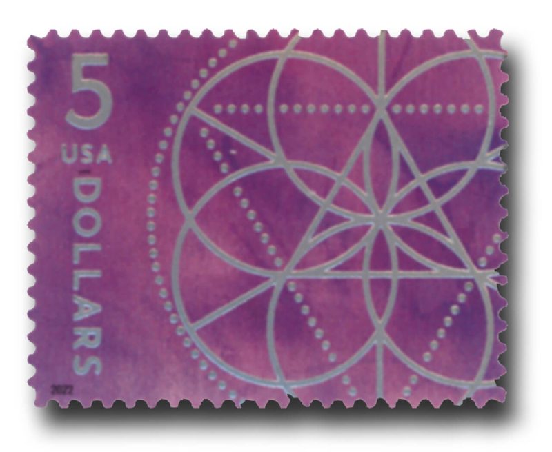 First Class Stamps 2022 Floral Geometry – Art Collection, $5 Postage