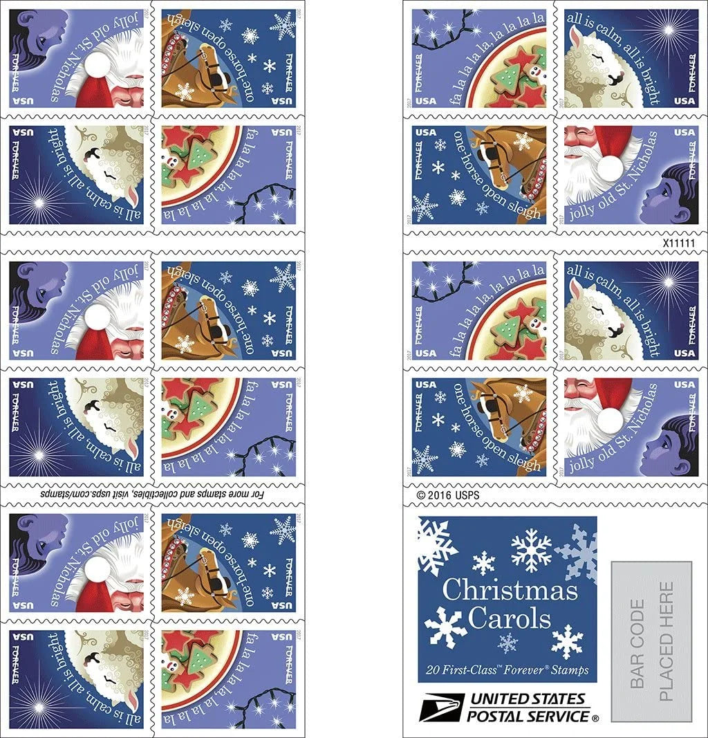Forever Stamps 2017 Christmas Carols – Holiday Celebration, First-Class Postage