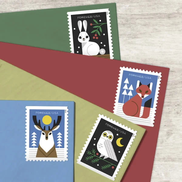 Forever Stamps 2023 Winter Woodland Animals – Nature Series, First-Class Postage