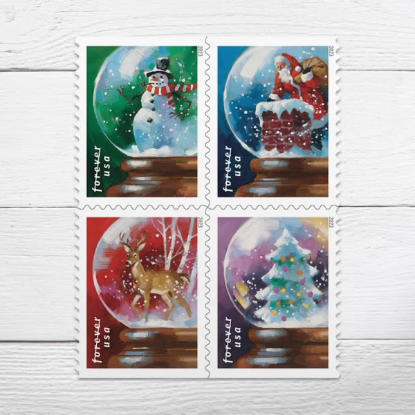 Forever Stamps 2023 Snow Globes – Winter Holiday Collection, First-Class Postage