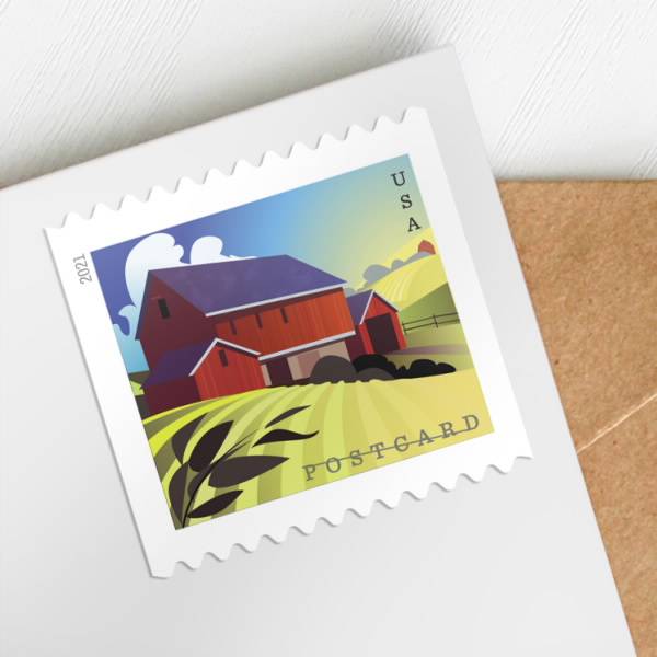 Postcard Stamps 2021 Barns – Rural America Series, Postcard Rate
