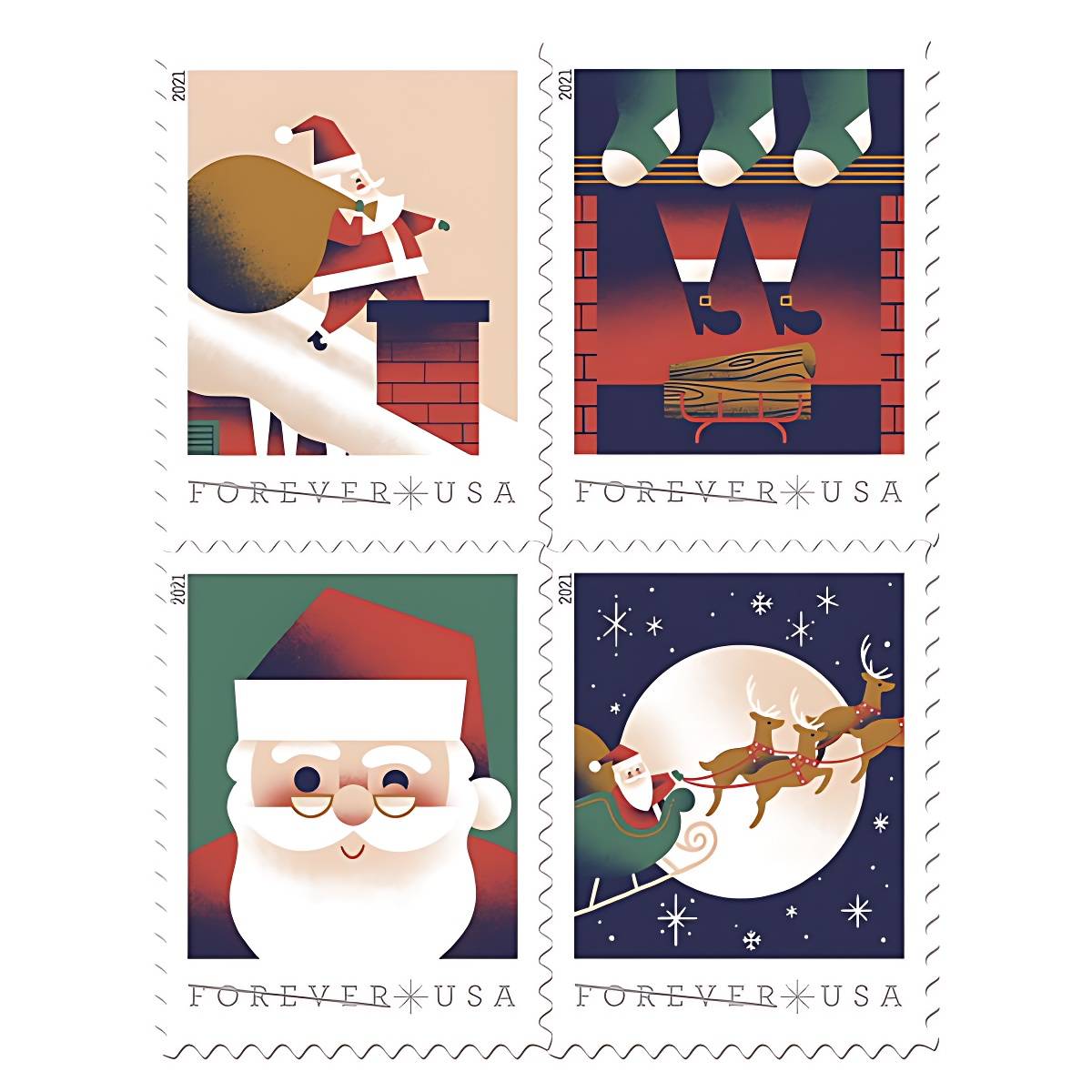Forever Stamps 2021 A Visit from St. Nick, First-Class Postage