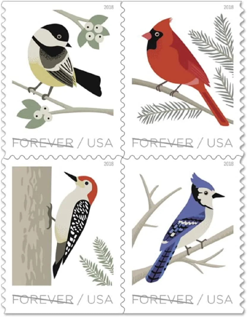 Forever Stamps 2018 Birds in Winter – Seasonal Wildlife, First-Class Postage