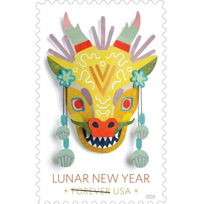 Forever Stamps 2024 Lunar New Year Dragon – Holiday Celebration, First-Class Postage