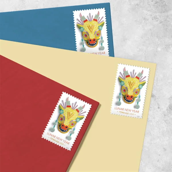 Forever Stamps 2024 Lunar New Year Dragon – Holiday Celebration, First-Class Postage