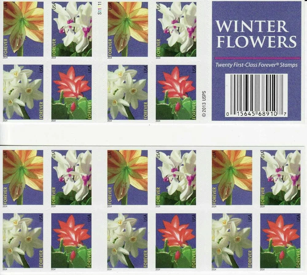 Forever Stamps 2014 Winter Flowers – Seasonal Blooms, First-Class Postage