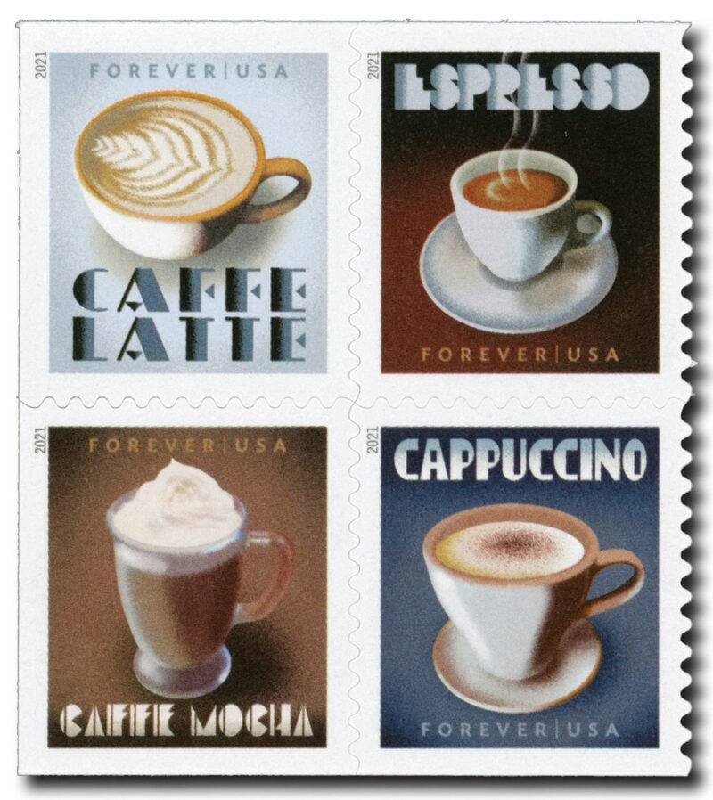 Forever Stamps 2021 Espresso Drinks – Coffee Set, First-Class Postage