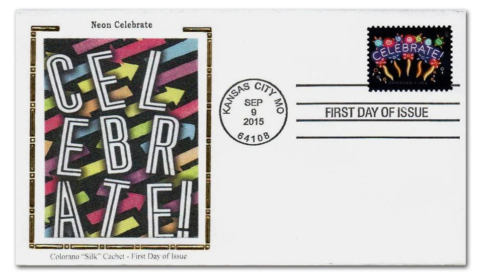 Forever Stamps 2015 Neon Celebrate – Festive Greetings, First-Class Postage