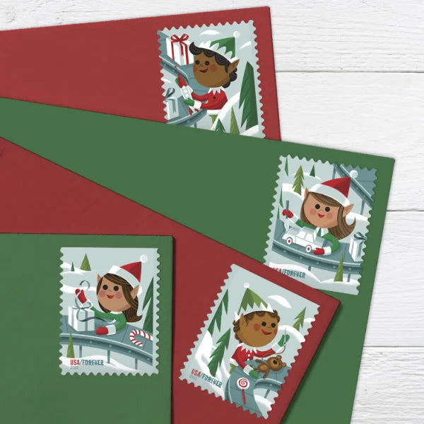 Forever Stamps 2022 Holiday Elves – Holiday Celebration, First-Class Postage