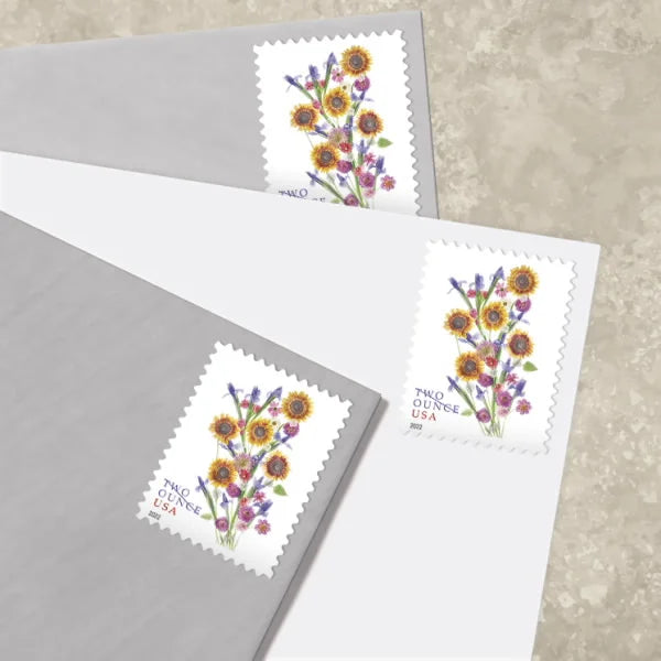 Two-Ounce Stamps 2022 Sunflower Bouquet – Wedding Invitation, First-Class Rate