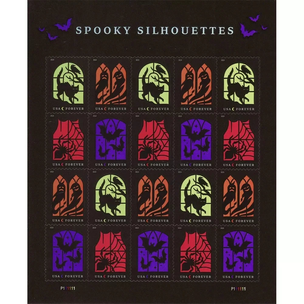 Forever Stamps 2019 Spooky Silhouettes – Halloween Holiday, First-Class Postage