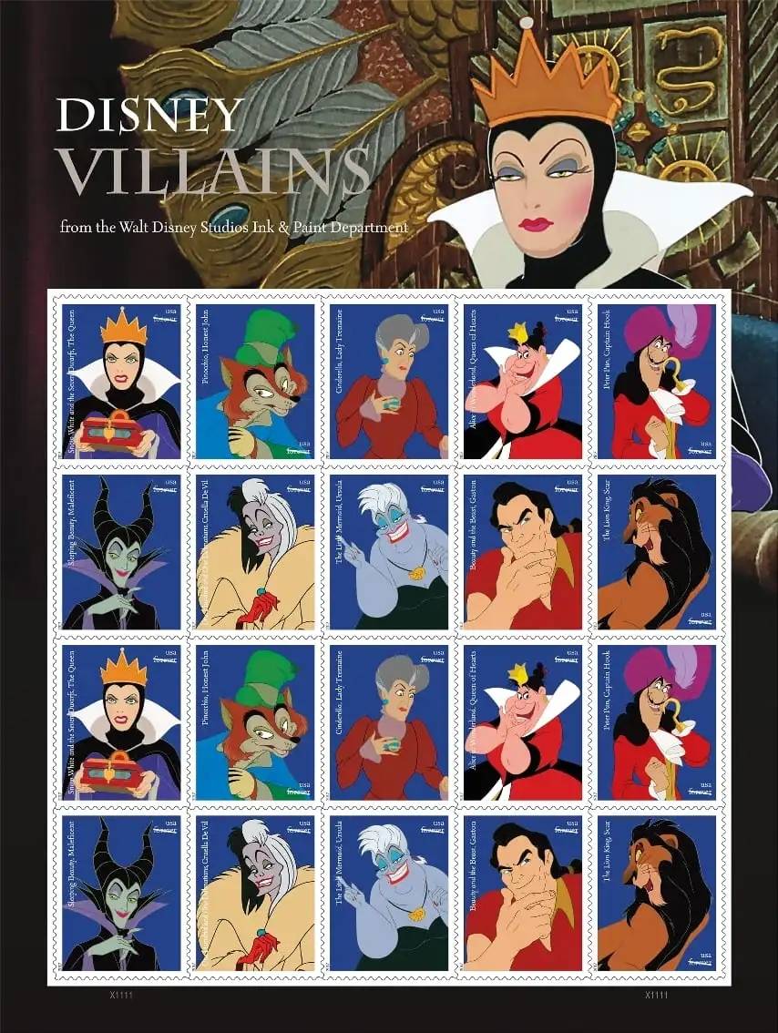 Forever Stamps 2017 Disney Villains – Animated Classics Collection, First-Class Postage