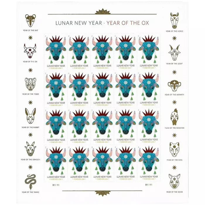 Forever Stamps 2021 Lunar New Year – Year of the Ox, Holiday Celebration, First-Class Postage