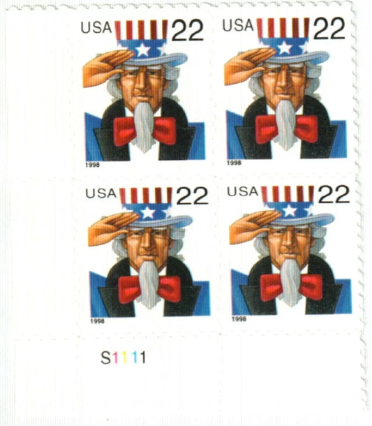 22¢ Stamps 1998 Uncle Sam – Patriotic Symbol, First-Class Postage