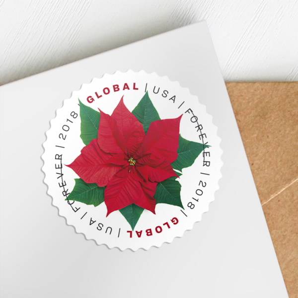 Global Forever Stamps 2018 Poinsettia – Holiday Celebration, International Rate