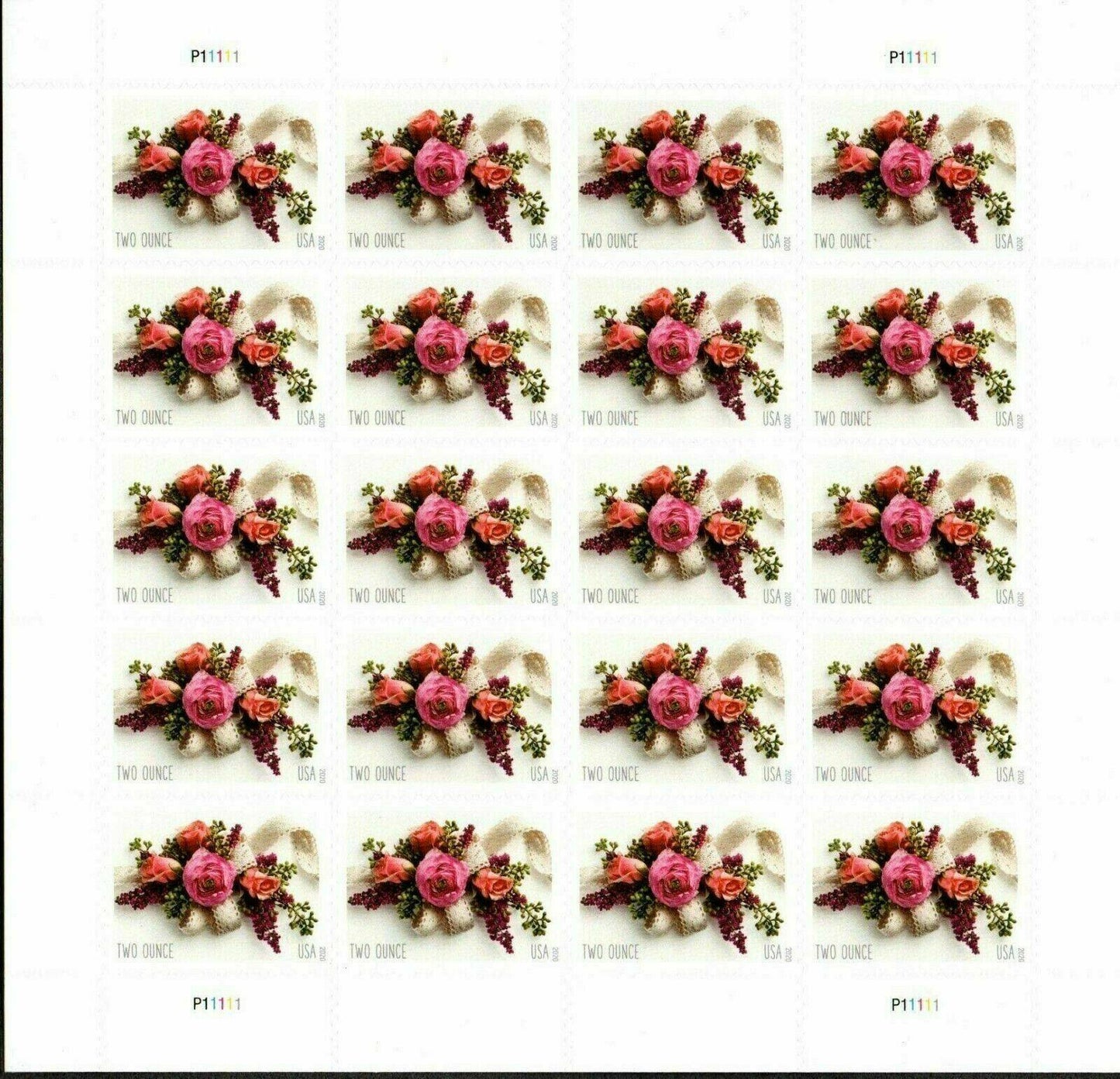 Two-Ounce Stamps 2020 Garden Corsage – Wedding Mail, First-Class Rate