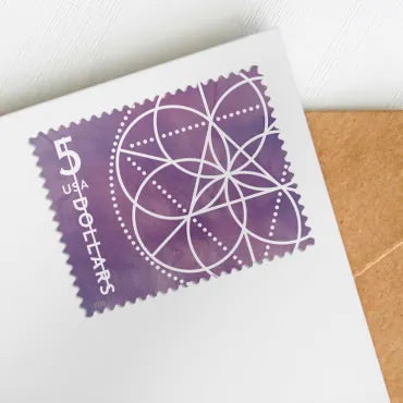 First Class Stamps 2022 Floral Geometry – Art Collection, $5 Postage