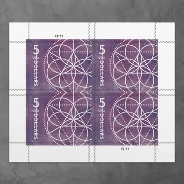 First Class Stamps 2022 Floral Geometry – Art Collection, $5 Postage