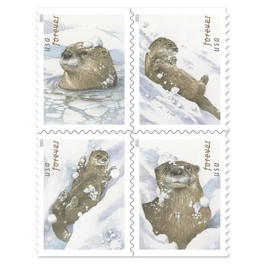 Forever Stamps 2021 Otters in Snow – Nature, First-Class Postage