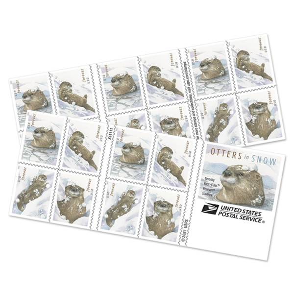 Forever Stamps 2021 Otters in Snow – Nature, First-Class Postage