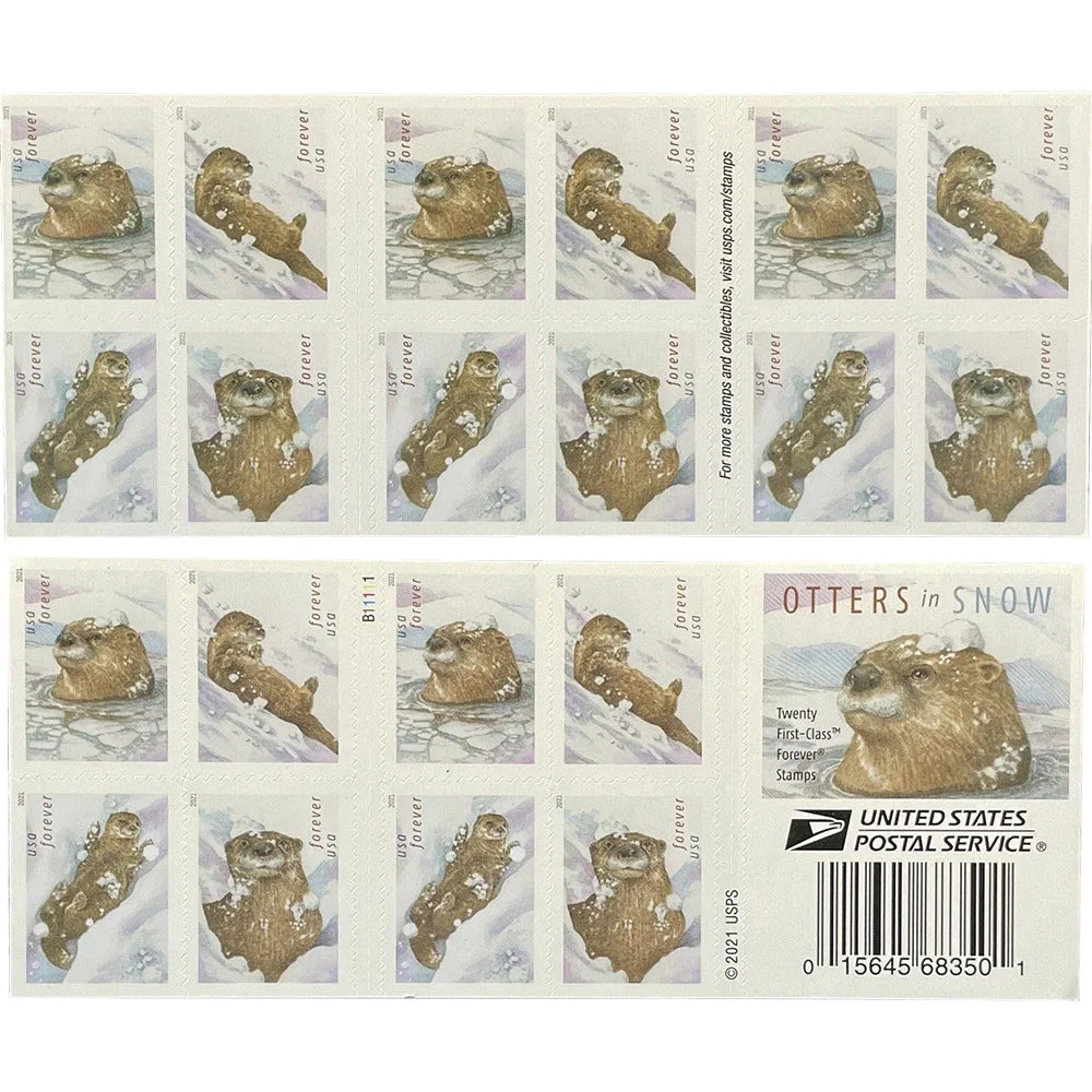 Forever Stamps 2021 Otters in Snow – Nature, First-Class Postage