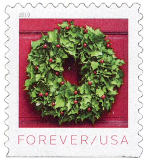 Forever Stamps 2019 Holiday Wreaths – Christmas, First-Class Postage