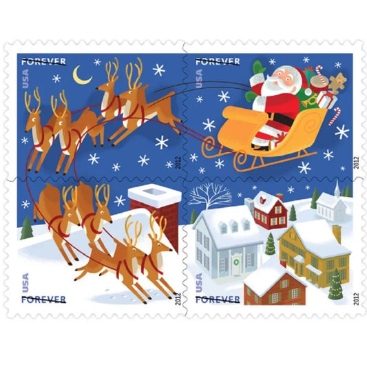 Forever Stamps 2021 Santa and Sleigh – Holiday Celebration, First-Class Postage