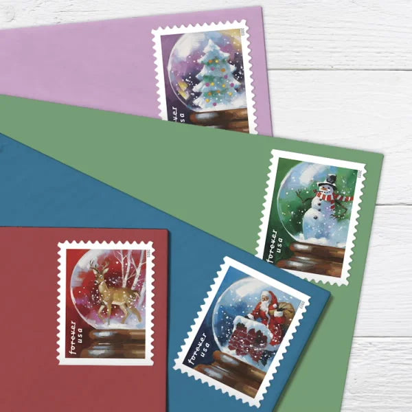 Forever Stamps 2023 Snow Globes – Winter Holiday Collection, First-Class Postage