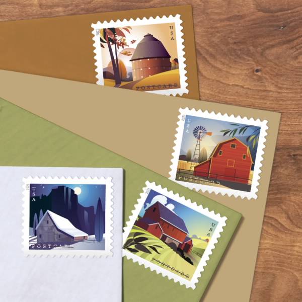 Postcard Stamps 2021 Barns – Rural America Series, Postcard Rate