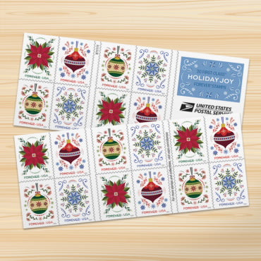Forever Stamps 2024 Christmas Ornaments & Holiday Florals – Holiday Celebration, First-Class Postage
