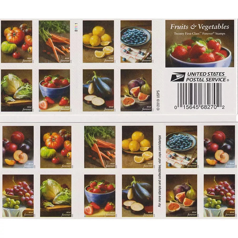 Forever Stamps 2020 Fruits & Vegetables – Fresh Produce Collection, First-Class Postage