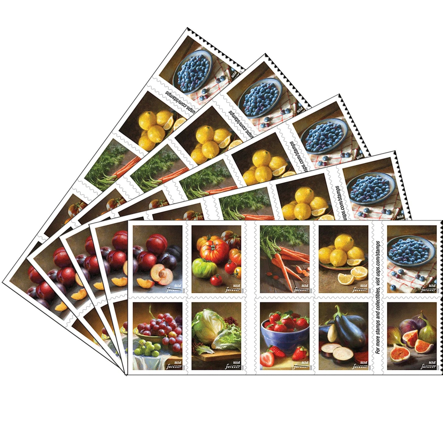 Forever Stamps 2020 Fruits & Vegetables – Fresh Produce Collection, First-Class Postage