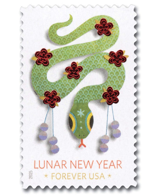 Forever Stamps 2025 Lunar New Year – Year of the Snake, Holiday Celebration, First-Class Postage