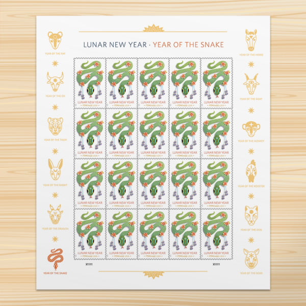 Forever Stamps 2025 Lunar New Year – Year of the Snake, Holiday Celebration, First-Class Postage