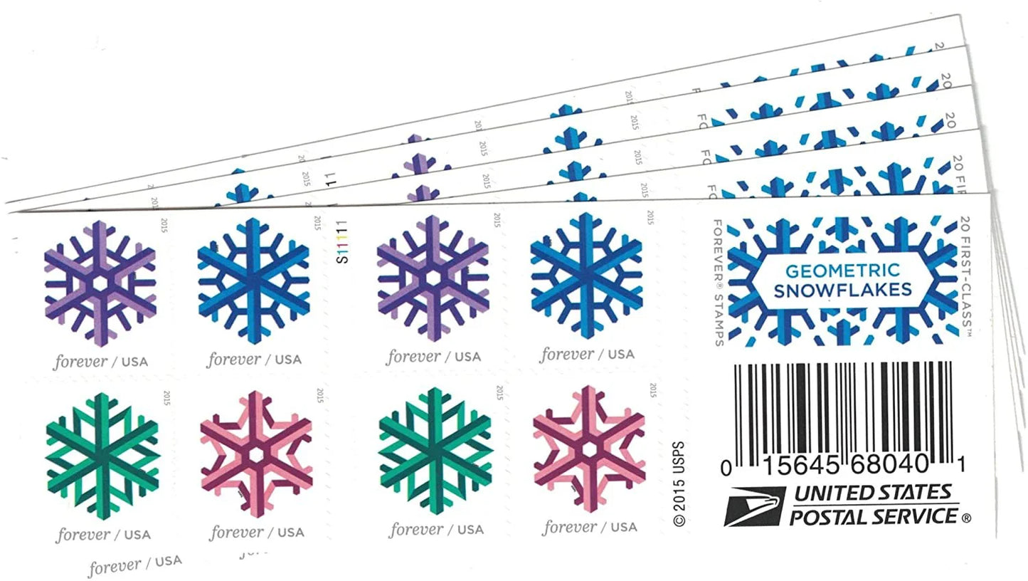 Forever Stamps 2015 Geometric Snowflakes – Holiday Celebration, First-Class Postage